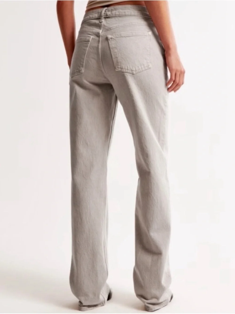 Abercrombie & Fitch Tan Curve Love Baggy Low Rise Jeans